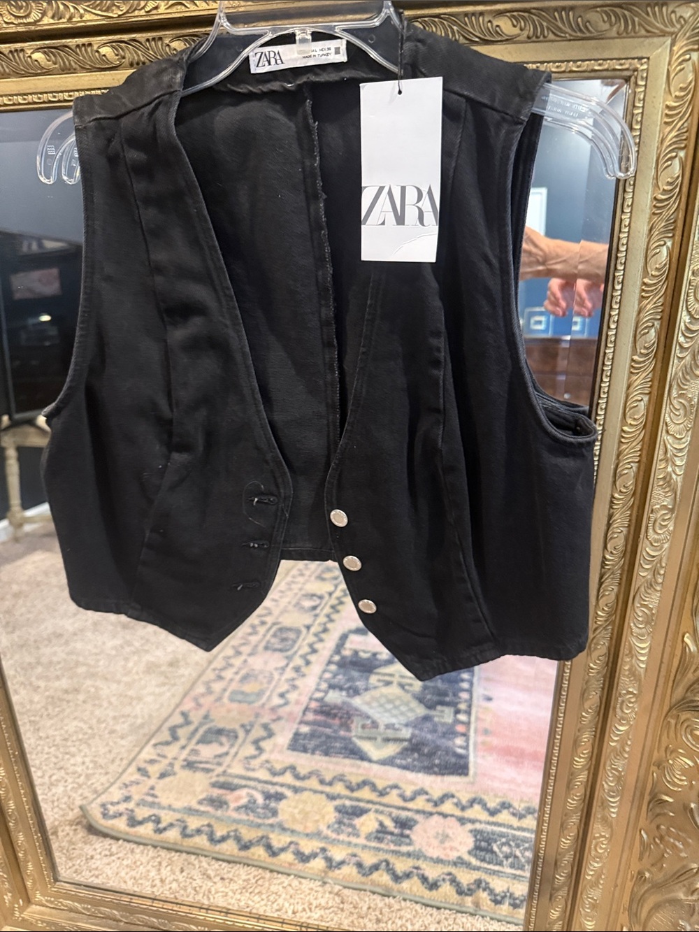 Zara black denim vest
